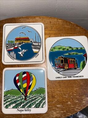 Vintage Ceramic California Highlights Coasters